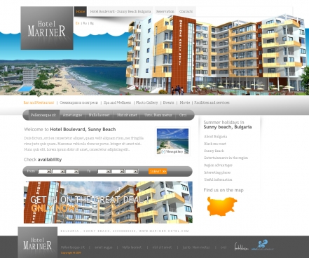 Уеб сайт на Хотел Маринер, Слънчев бряг
